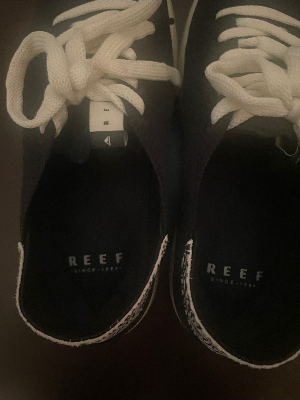 Reef Womens Black Neptune Sneakers with White Laces and Zebra print heel - Picture 5 of 7